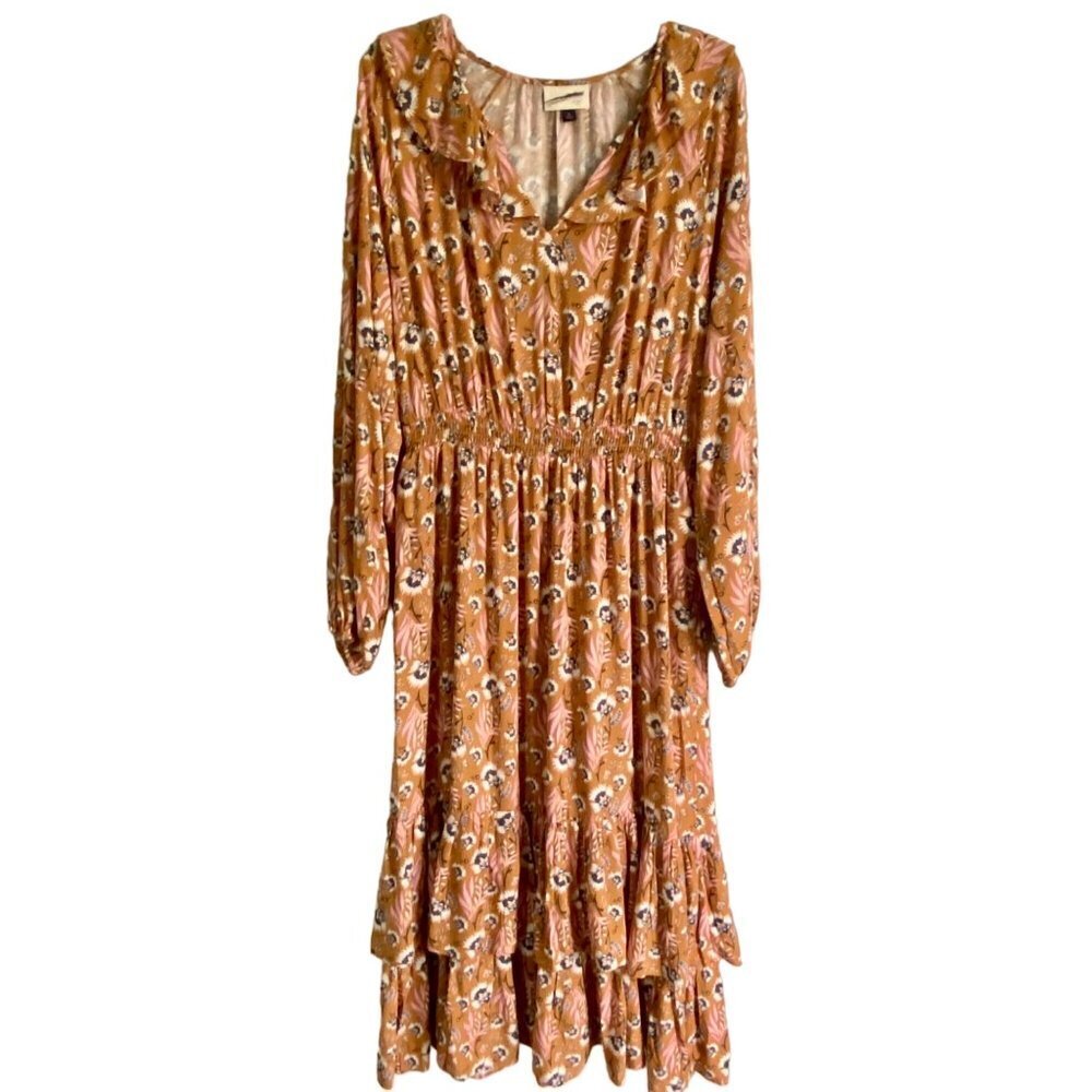 Universal Thread Dress Long Sleeve Maxi Dress Pockets Ruffles Women's Medium NEW